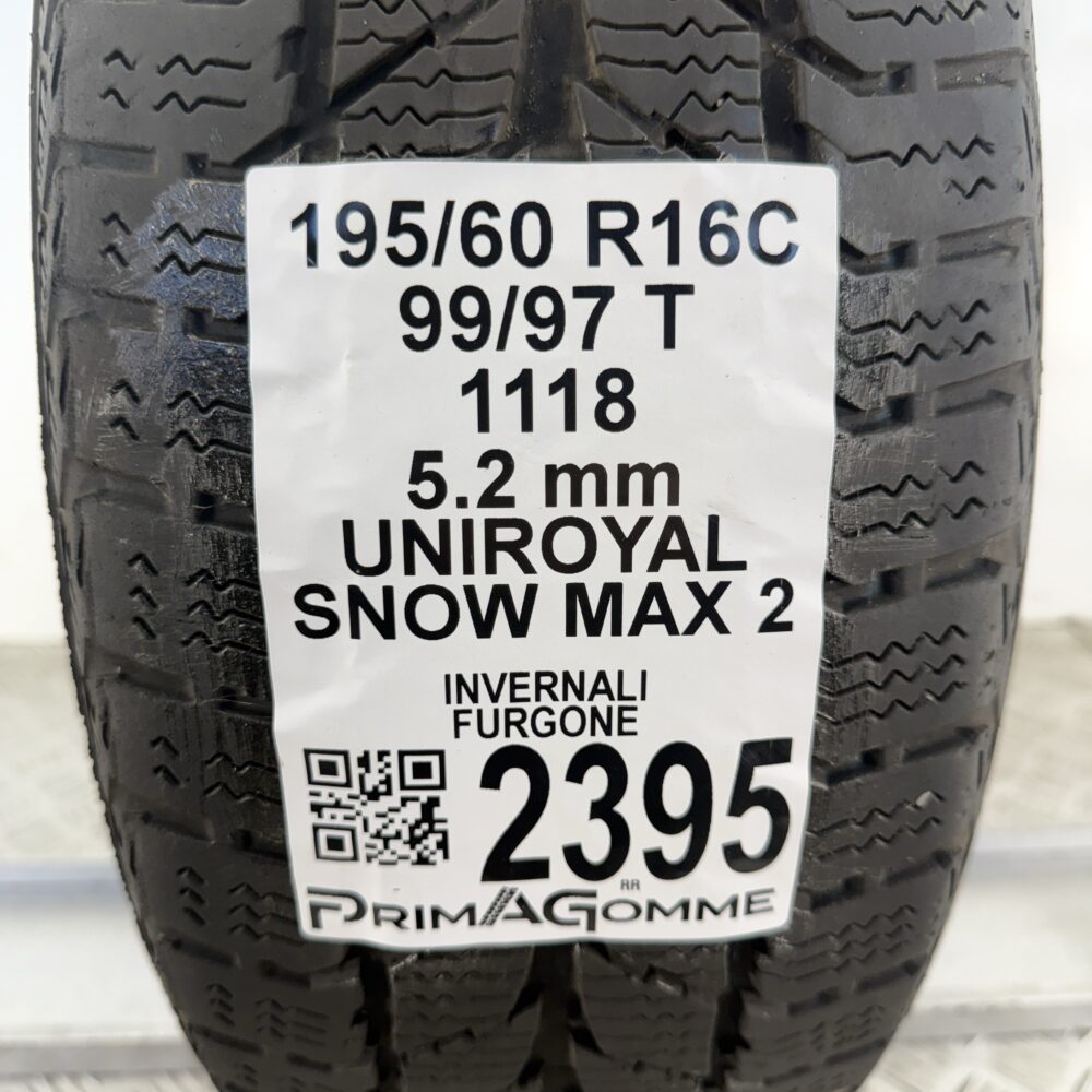 Gomma Usata 195 60 R16C 99/97T Uniroyal Snow Max 2 74% Invernale - immagine 3