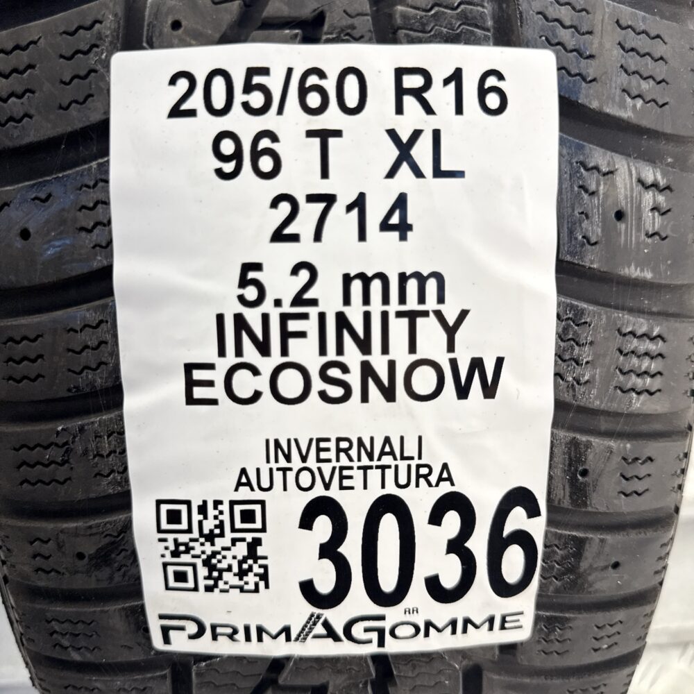 Gomma Usata 205 60 R16 96T XL Infinity Ecosnow 74% Invernale - immagine 9