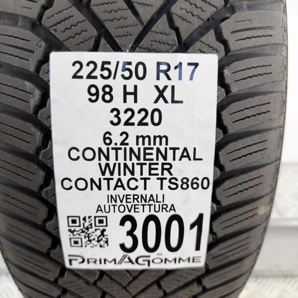 Gomma Usata 225 50 R17 98H XL Continental Winter Contact TS860 89% Invernale - immagine 3