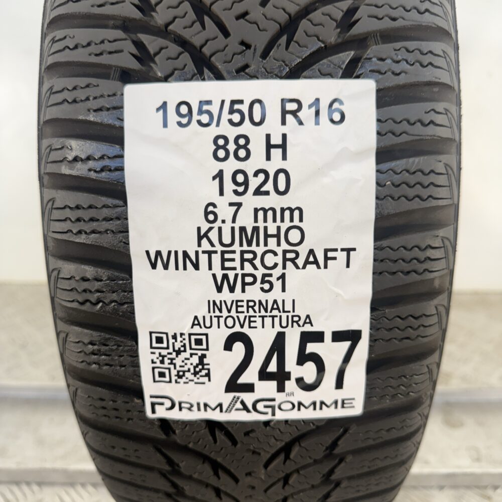 Gomma Usata 195 50 R16 88H Kumho Wintercraft WP51 96% Invernale - immagine 3