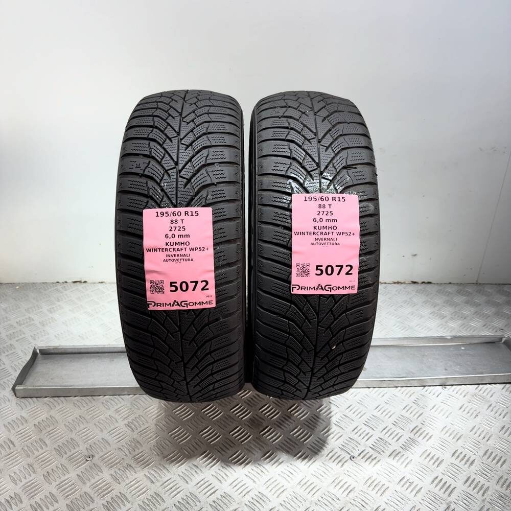 Gomme Usate 195 60 R15 88T Kumho Wintercraft WP52+ 86% Invernali