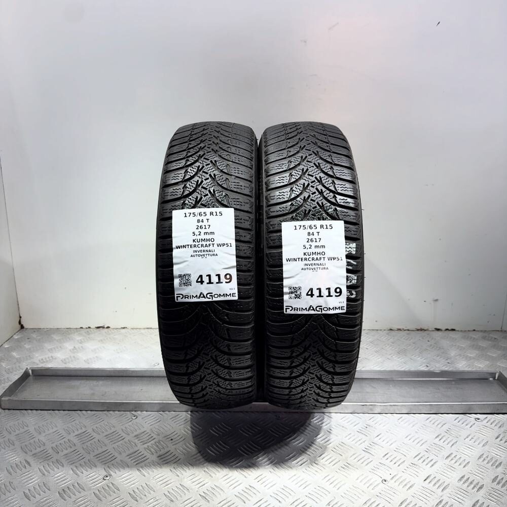 Gomme Usate 175 65 R15 84T Kumho Wintercraft WP51 74% Invernali