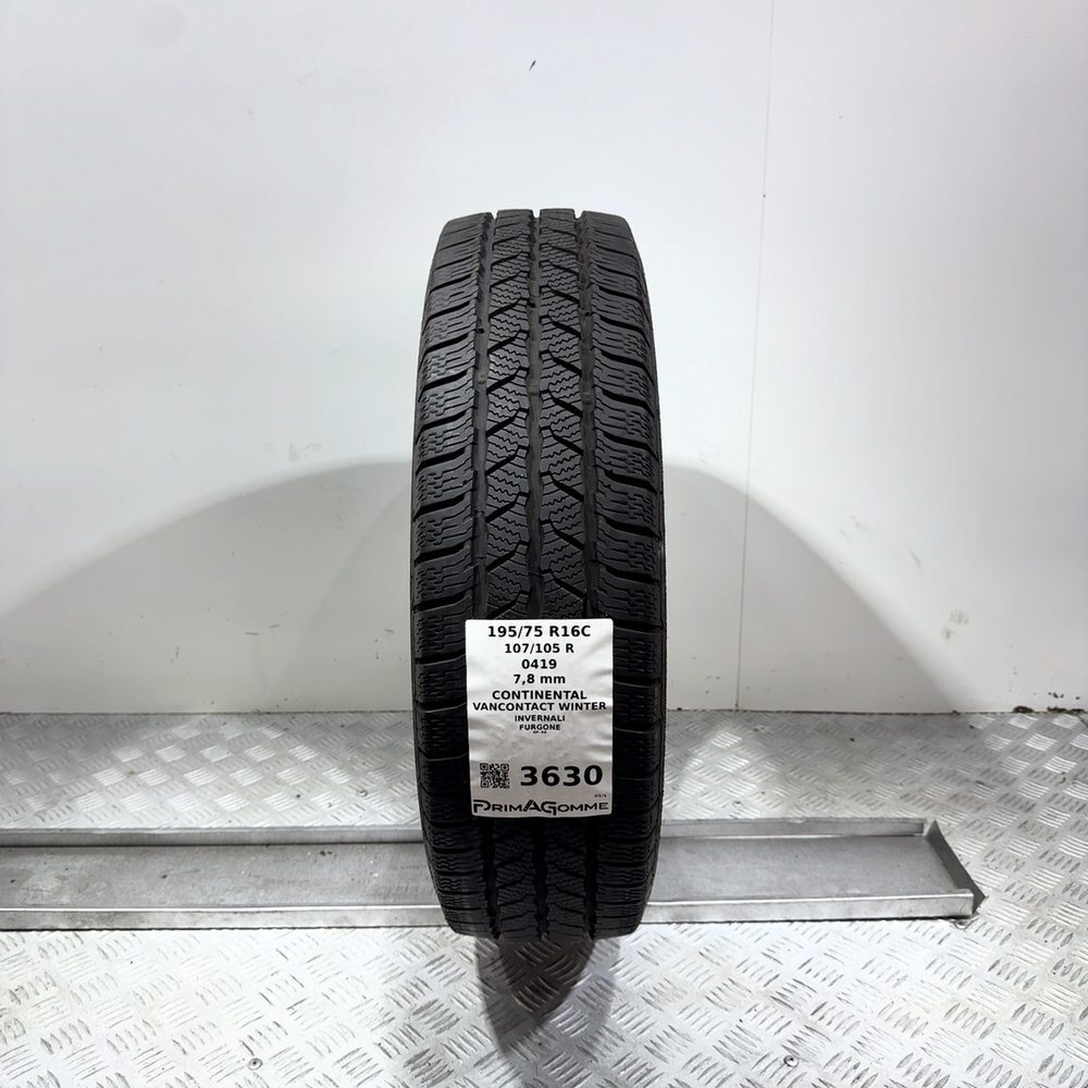 Gomma Usata 195 75 R16C 107/105R Continental Vancontact Winter 98% Invernale