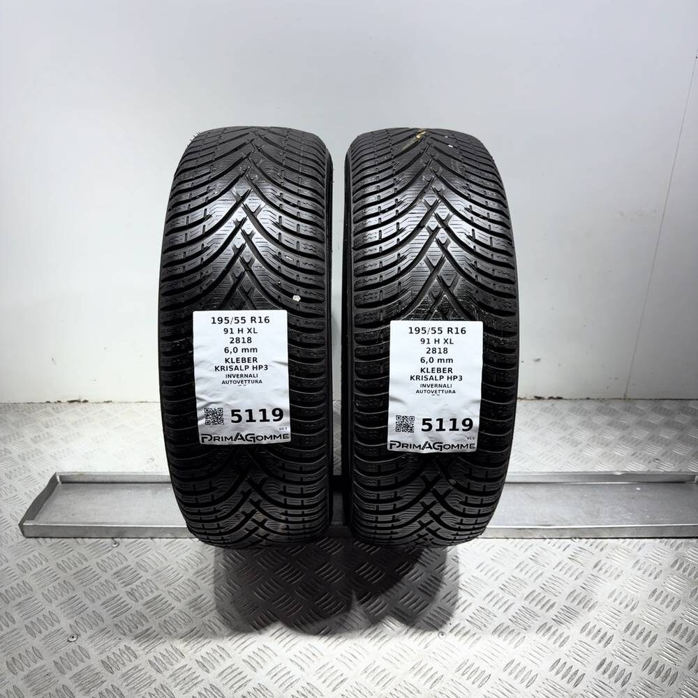 Gomme Usate 195 55 R16 91H XL Kleber Krisalp HP3 86% Invernali