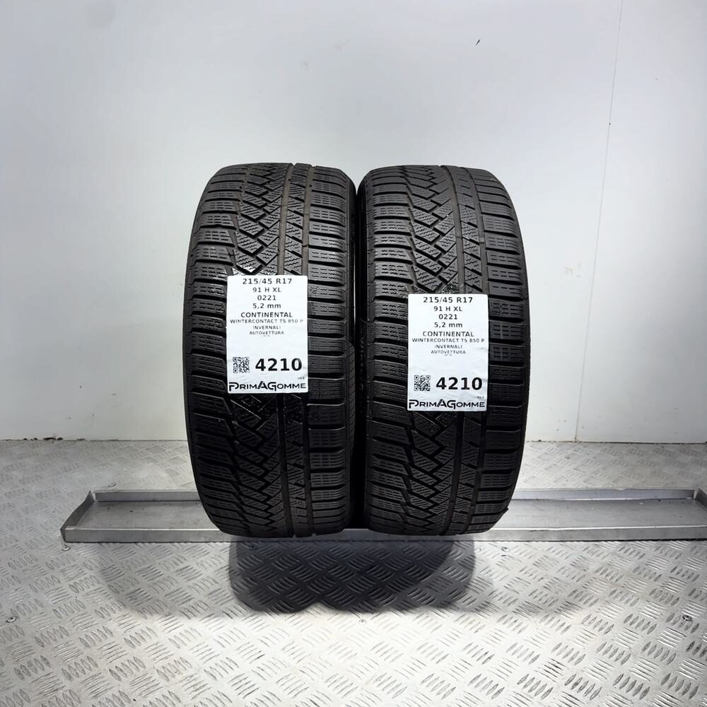 Gomme Usate 215 45 R17 91H XL Continental Wintercontact TS 850 P 74% Invernali