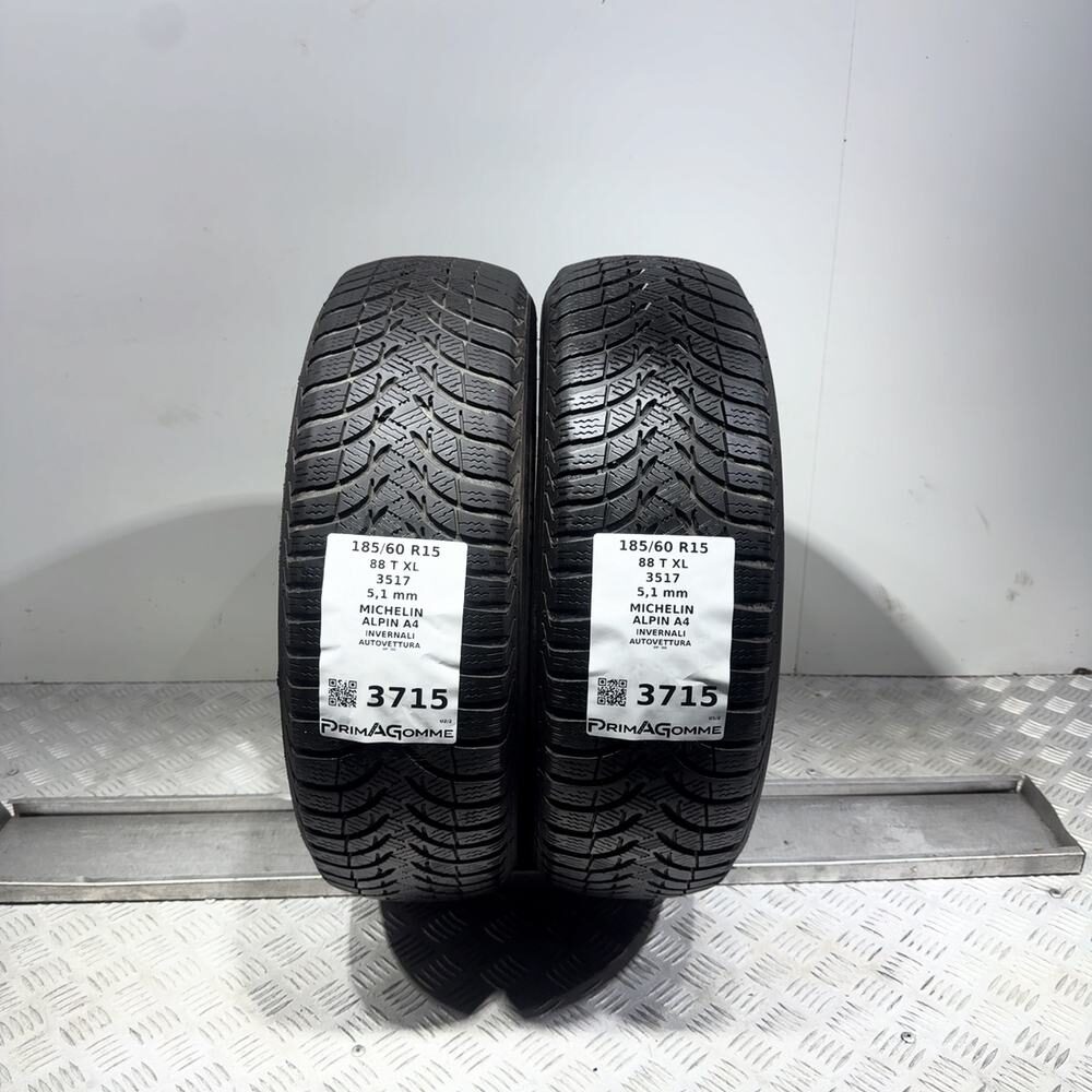 Gomme Usate 185 60 R15 88T XL Michelin Alpin A4 73% Invernali