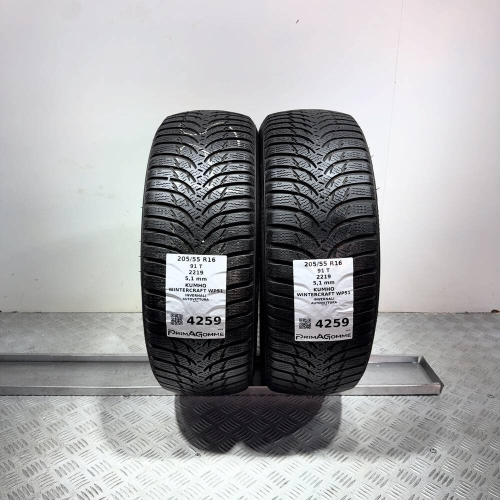 Gomme Usate 205 55 R16 91T Kumho Wintercraft WP51 73% Invernali