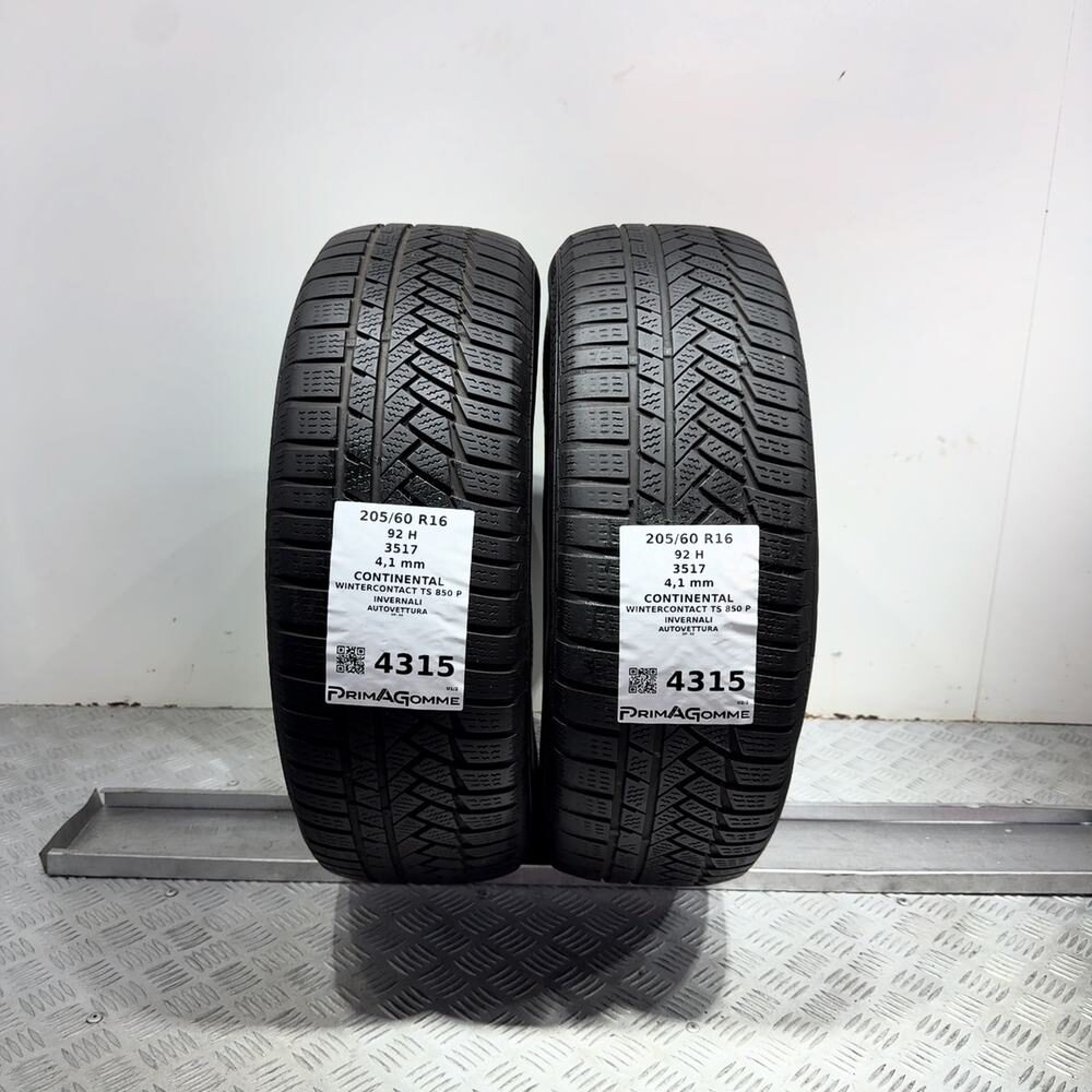 Gomme Usate 205 60 R16 92H Continental Wintercontact TS 850 P Invernali