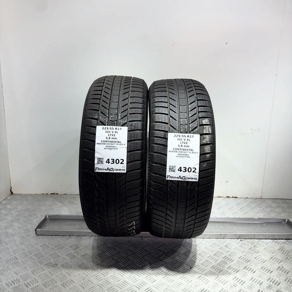 Gomme Usate 225 55 R17 101V XL Continental Wintercontact TS 870 P 83% Invernali
