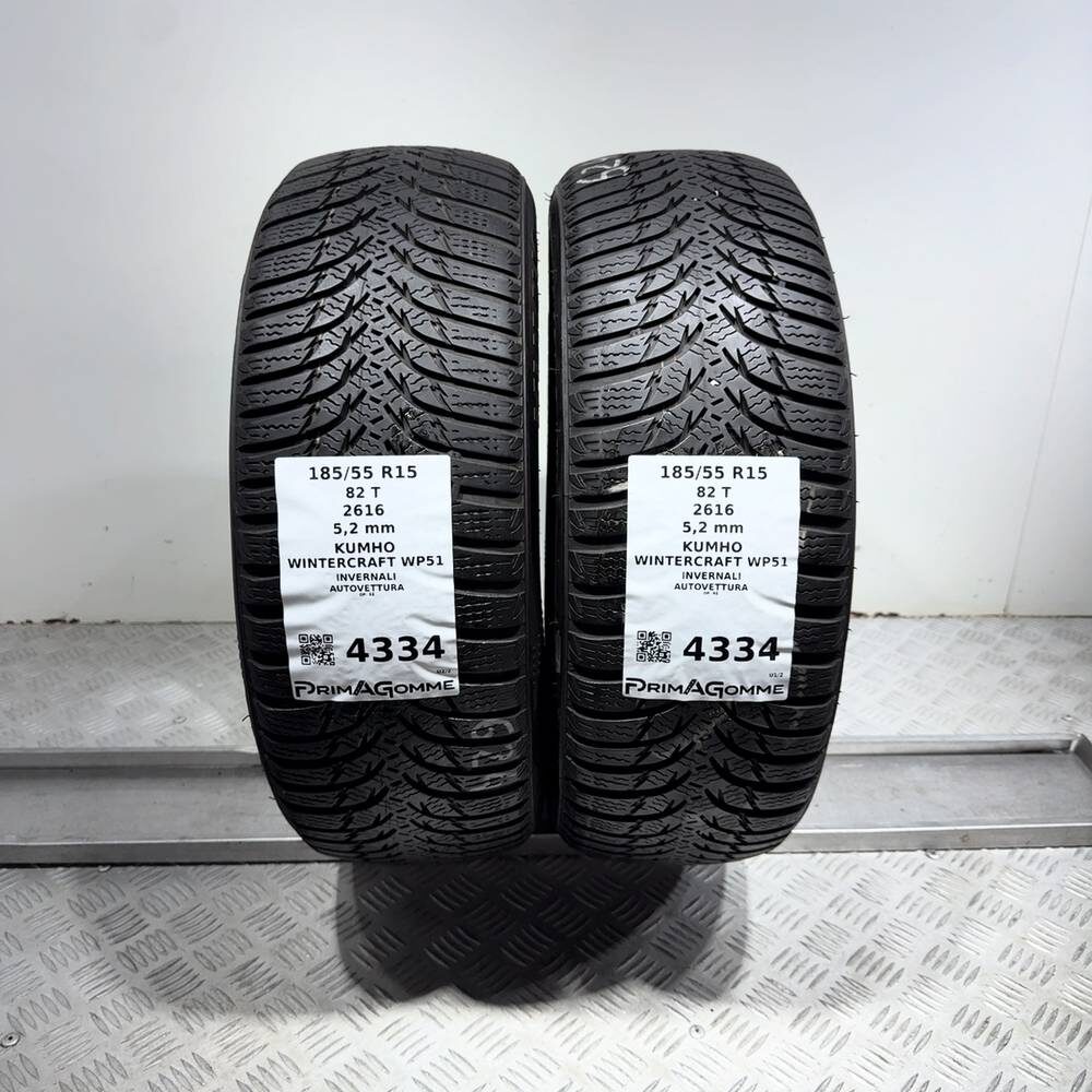 Gomme Usate 185 55 R15 82T Kumho Wintercraft WP51 74% Invernali