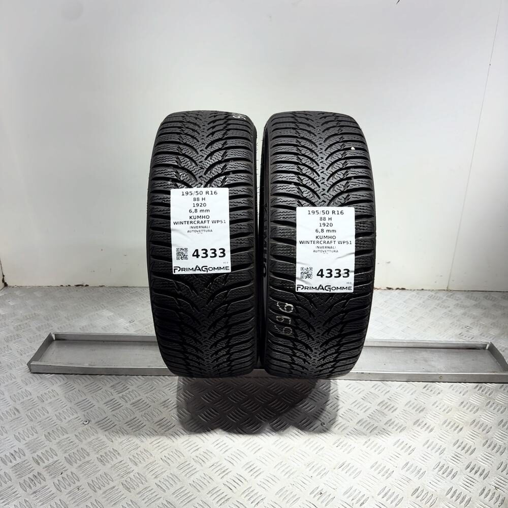 Gomme Usate 195 50 R16 88H Kumho Wintercraft WP51 97% Invernali
