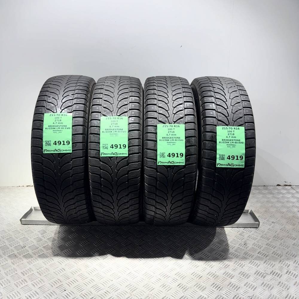 Gomme Usate 215 70 R16 100T Bridgestone Blizzak LM-80 Evo Invernali