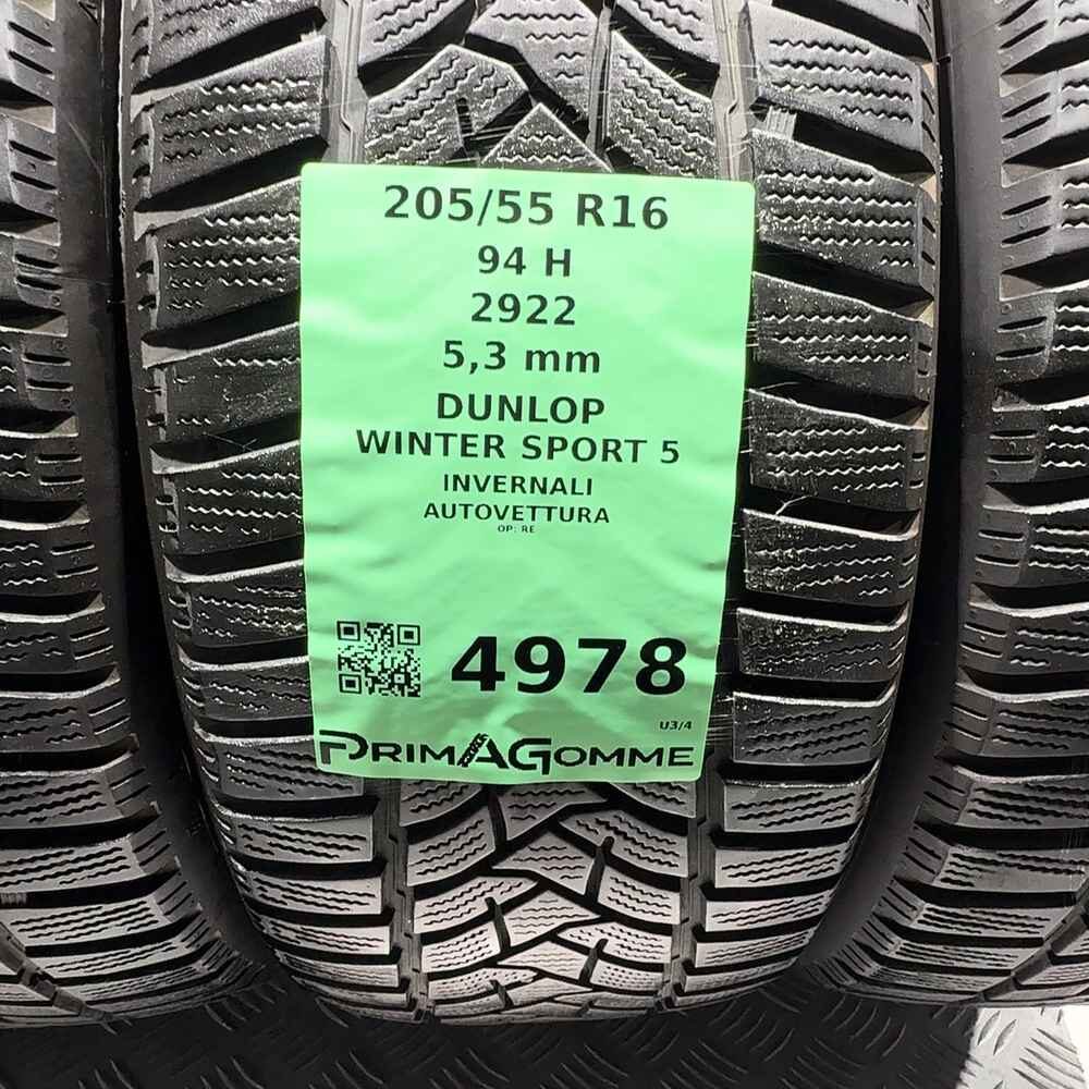 Gomme Usate 205 55 R16 94H Dunlop Winter Sport 5 76% Invernali - immagine 3