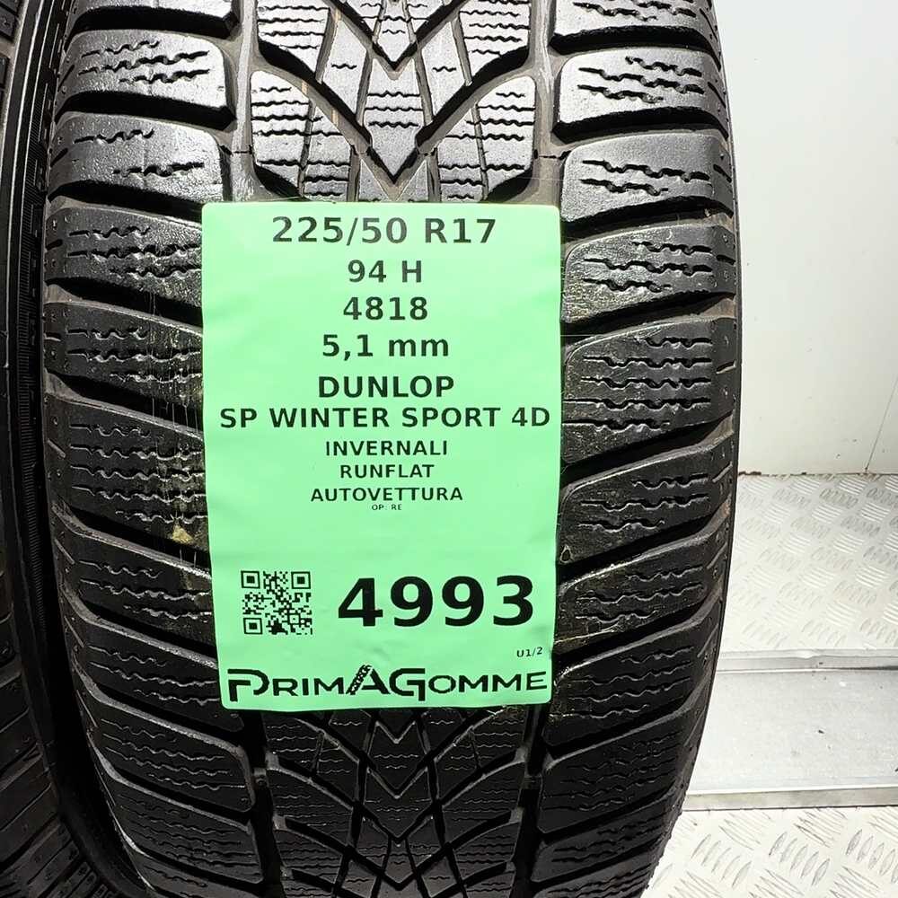 Gomme Usate 225 50 R17 94H Dunlop SP Winter Sport 4D RunFlat 73% Invernali - immagine 3