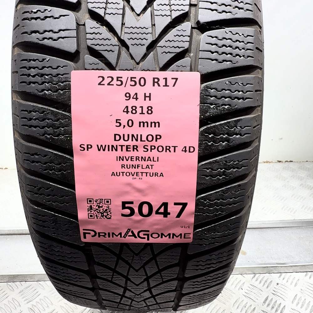 Gomma Usata 225 50 R17 94H Dunlop SP Winter Sport 4D RunFlat 71% Invernale - immagine 3