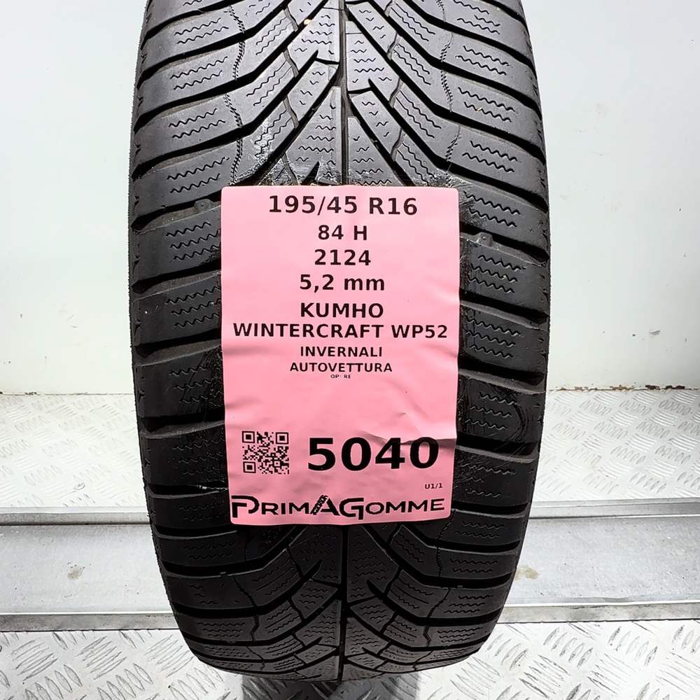 Gomma Usata 195 45 R16 84H Kumho Wintercraft WP52 74% Invernale - immagine 3