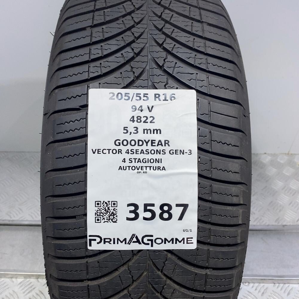 Gomma Usata 205 55 R16 94V XL Goodyear Vector 4Seasons Gen-3 76% 4 Stagioni - immagine 3