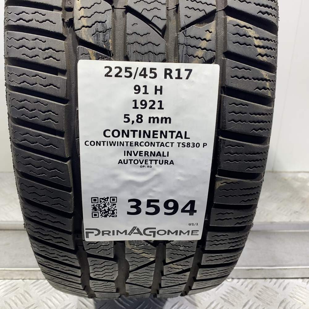 Gomma Usata 225 45 R17 91H Continental Contiwintercontact TS830 P 83% Invernale - immagine 3