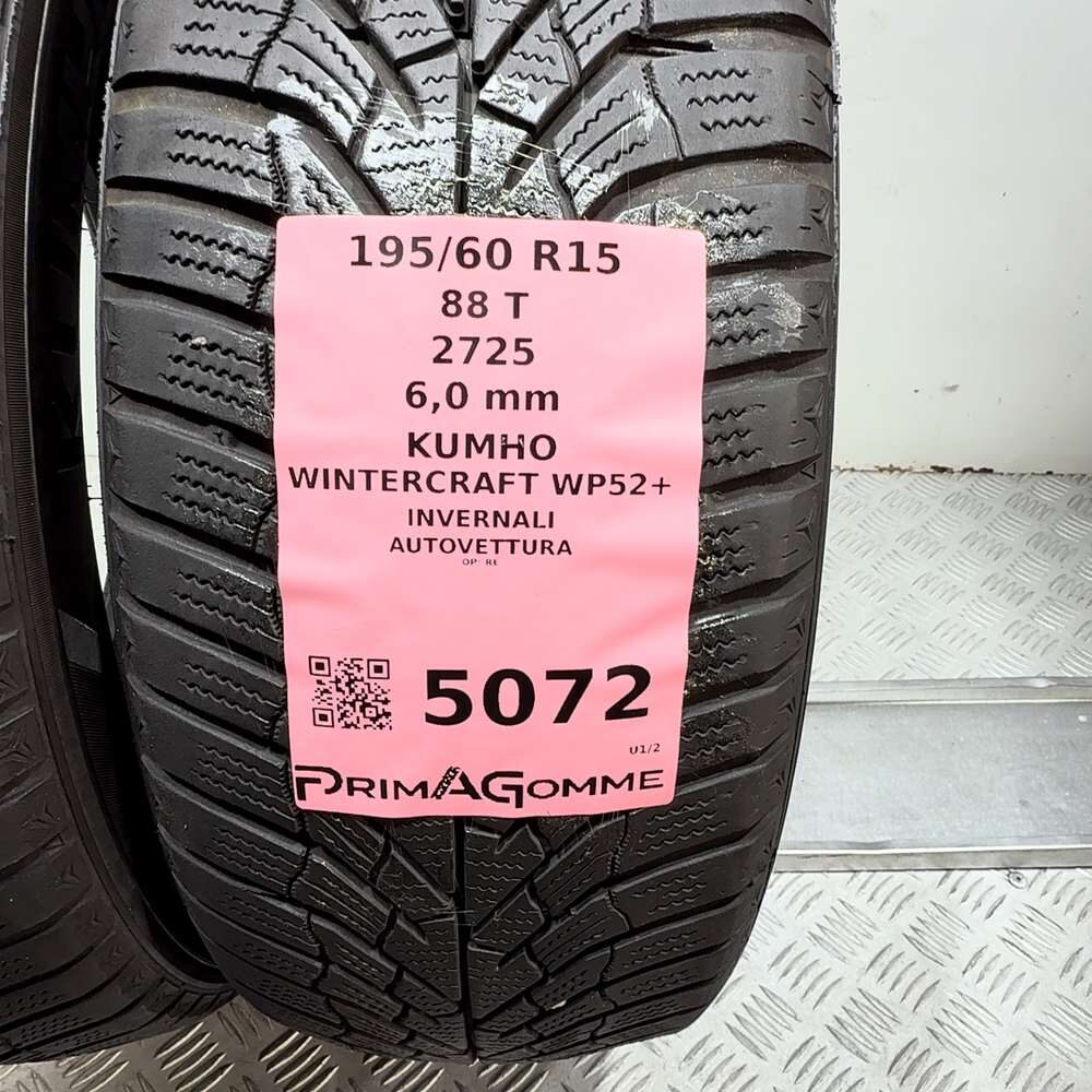 Gomme Usate 195 60 R15 88T Kumho Wintercraft WP52+ 86% Invernali - immagine 3