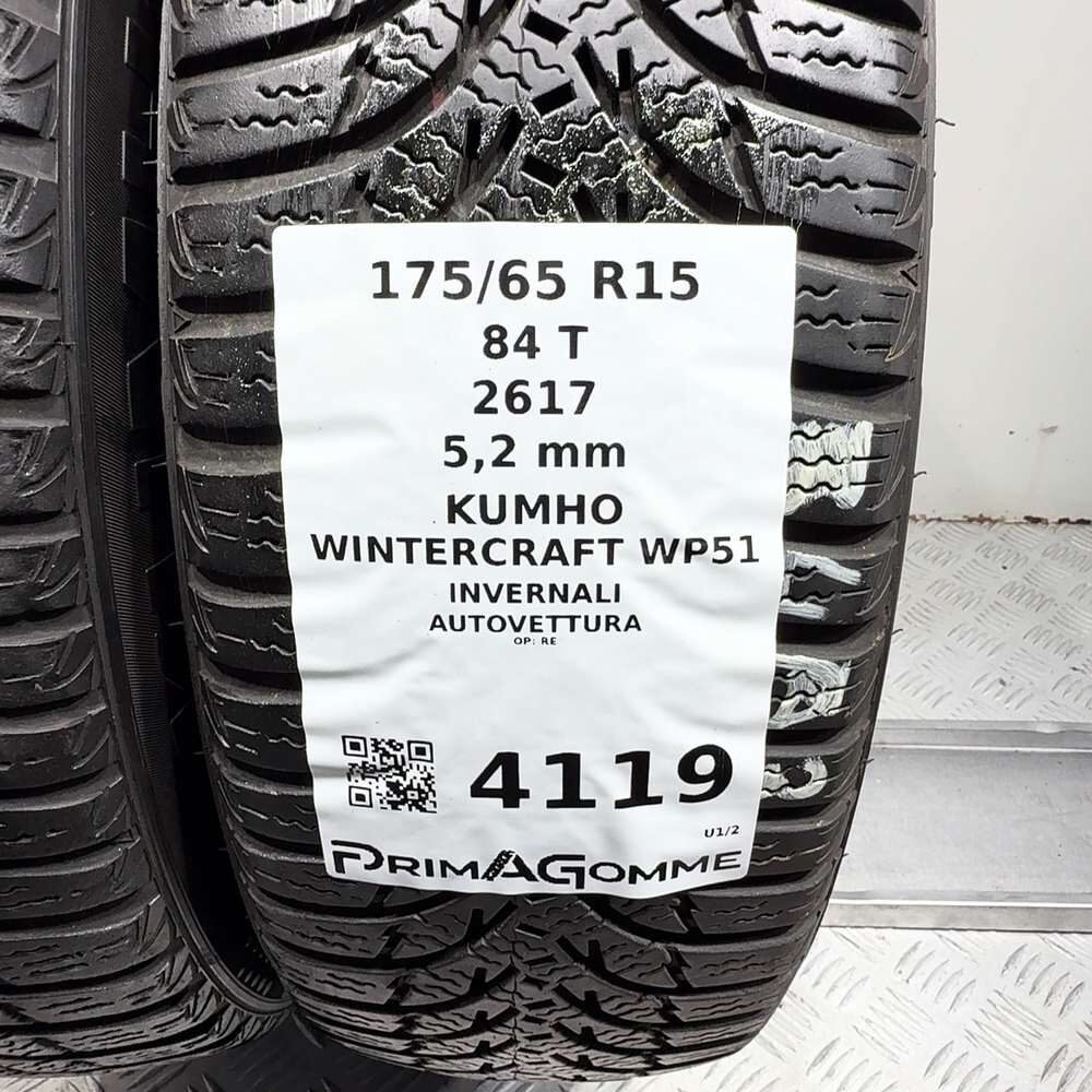 Gomme Usate 175 65 R15 84T Kumho Wintercraft WP51 74% Invernali - immagine 3