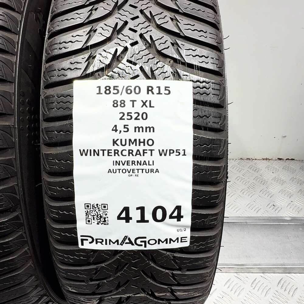 Gomme Usate 185 60 R15 88T XL Kumho Wintercraft WP51 Invernali - immagine 3