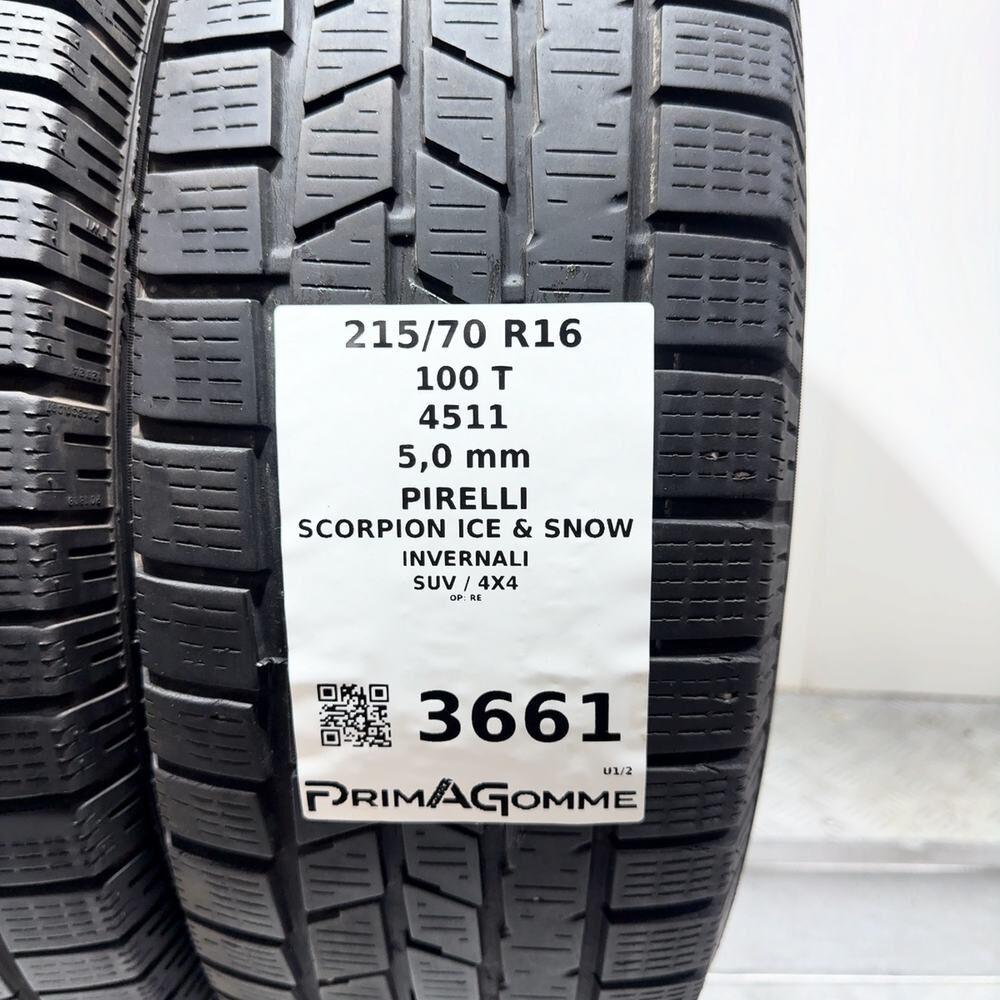 Gomme Usate 215 70 R16 100T Pirelli Scorpion Ice & Snow 71% Invernali - immagine 3