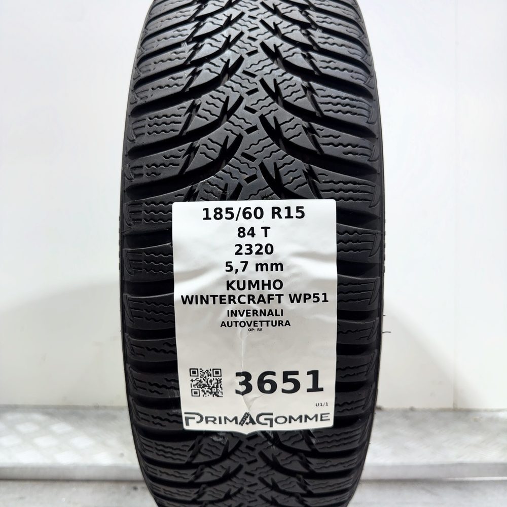 Gomma Usata 185 60 R15 84T Kumho Wintercraft WP51 81% Invernale - immagine 3