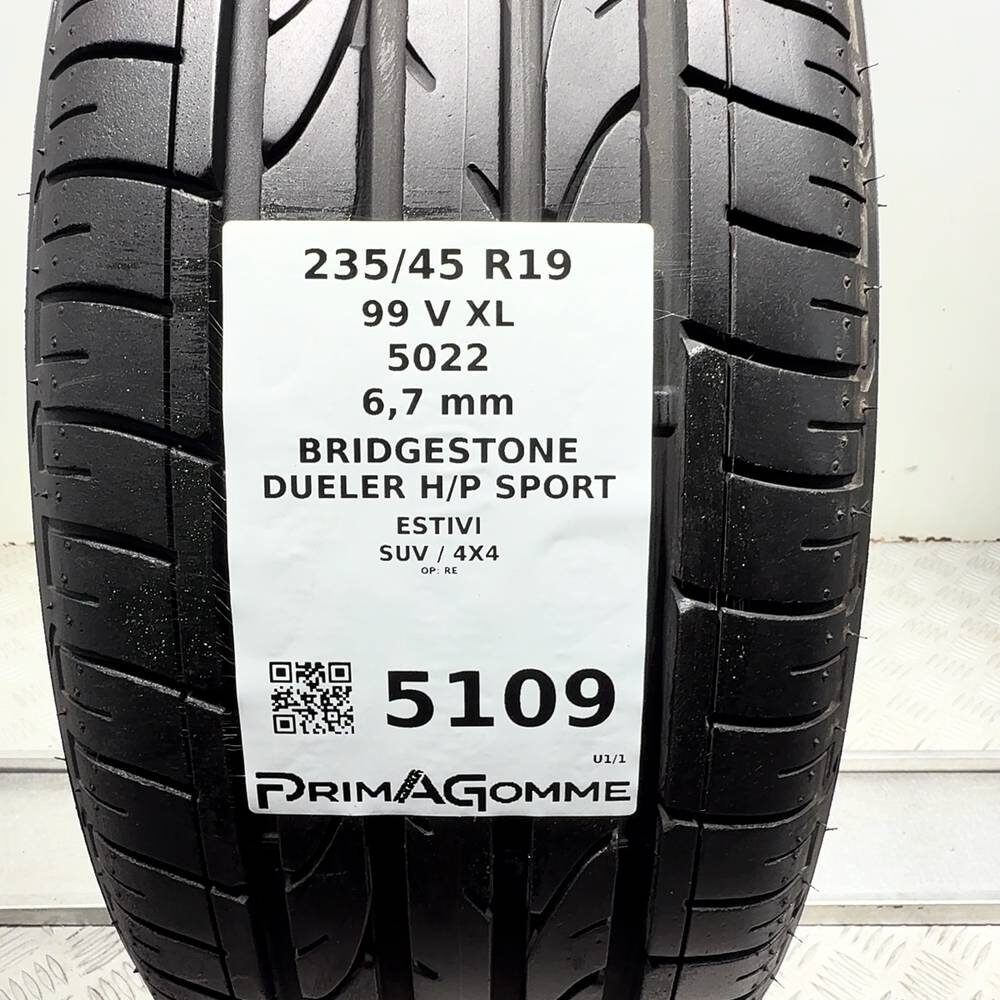 Gomma Usata 235 45 R19 99V XL Bridgestone Dueler H/P Sport 96% Estivo - immagine 3