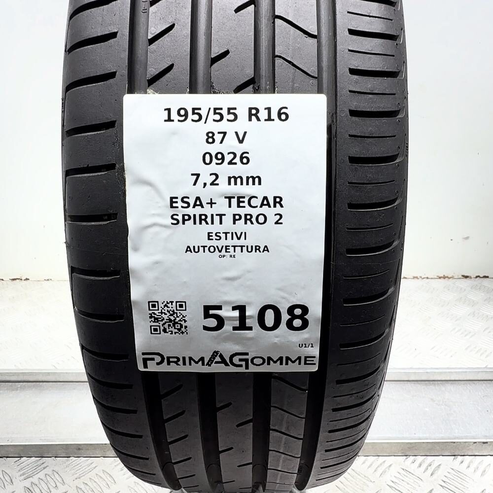 Gomma Usata 195 55 R16 87V Esa+ Tecar Spirit Pro 2 98% Estivo - immagine 3