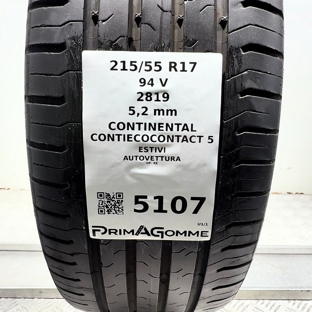 Gomma Usata 215 55 R17 94V Continental Contiecocontact 5 74% Estivo - immagine 3