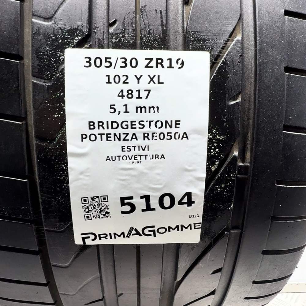 Gomma Usata 305 30 ZR19 102Y XL Bridgestone Potenza RE050A 73% Estivo - immagine 3