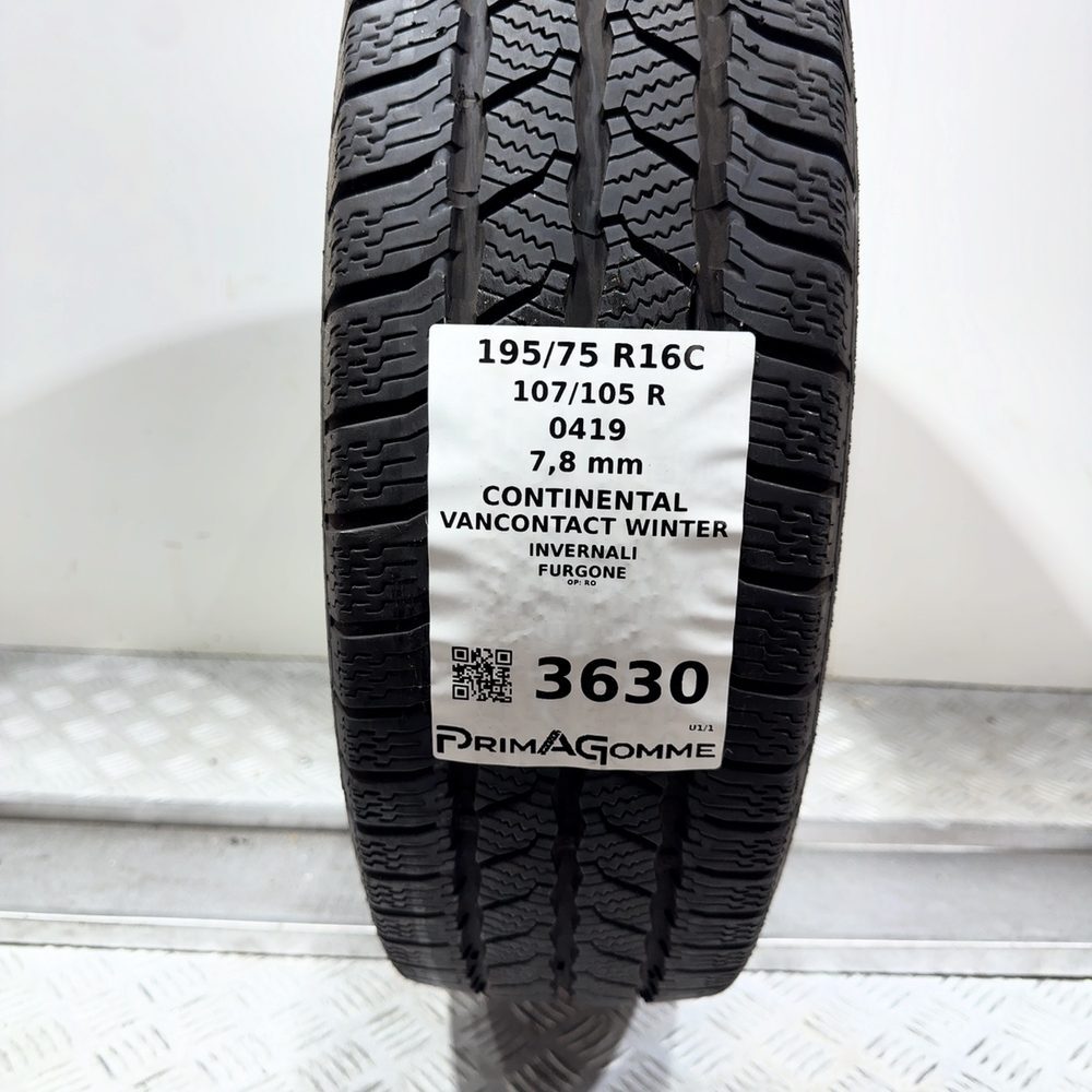 Gomma Usata 195 75 R16C 107/105R Continental Vancontact Winter 98% Invernale - immagine 3