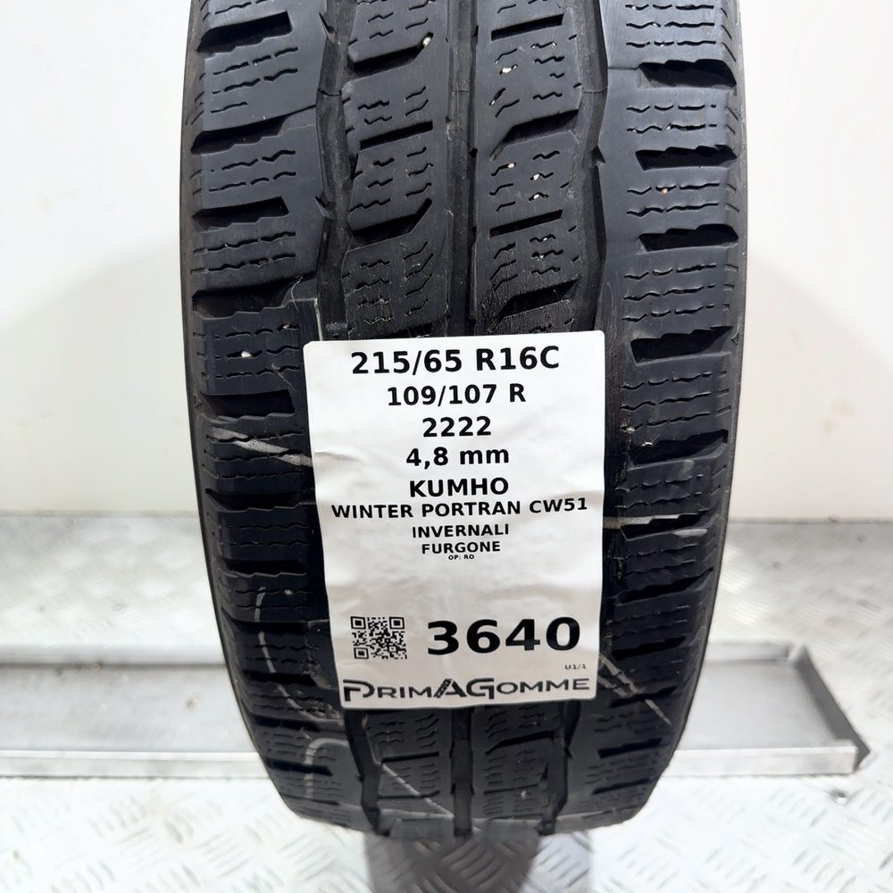 Gomma Usata 215 65 R16C 109/107R Kumho Winter Portran CW51 Invernale - immagine 3