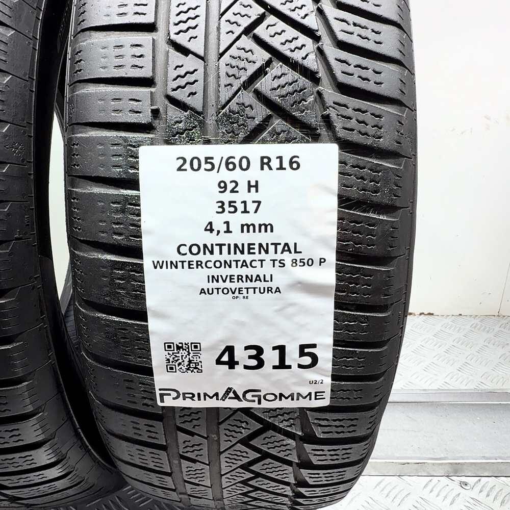 Gomme Usate 205 60 R16 92H Continental Wintercontact TS 850 P Invernali - immagine 3