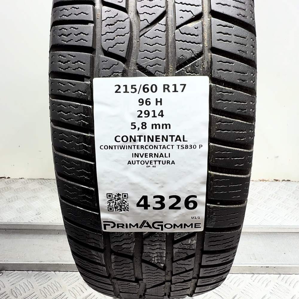Gomma Usata 215 60 R17 96H Continental Contiwintercontact TS830 P 83% Invernale - immagine 3