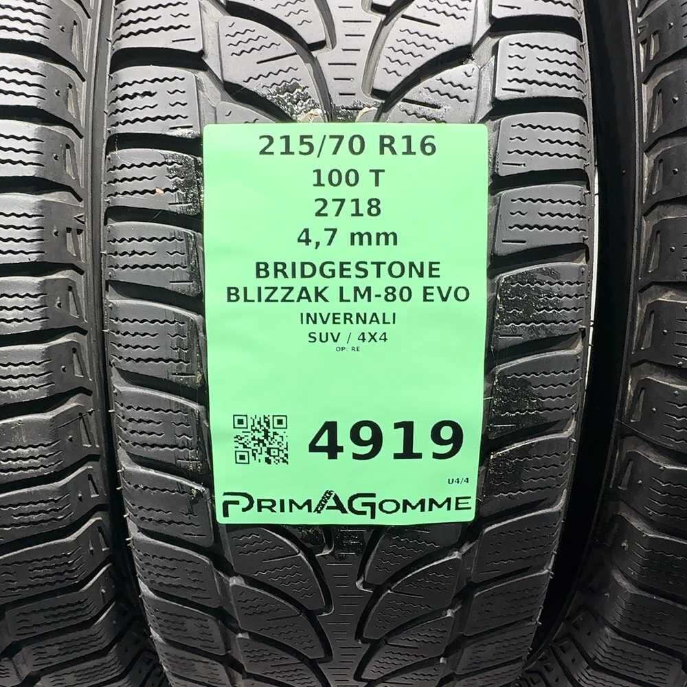 Gomme Usate 215 70 R16 100T Bridgestone Blizzak LM-80 Evo Invernali - immagine 3