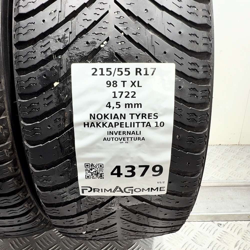 Gomme Usate 215 55 R17 98T XL Nokian Tyres Hakkapeliitta 10 Invernali - immagine 3
