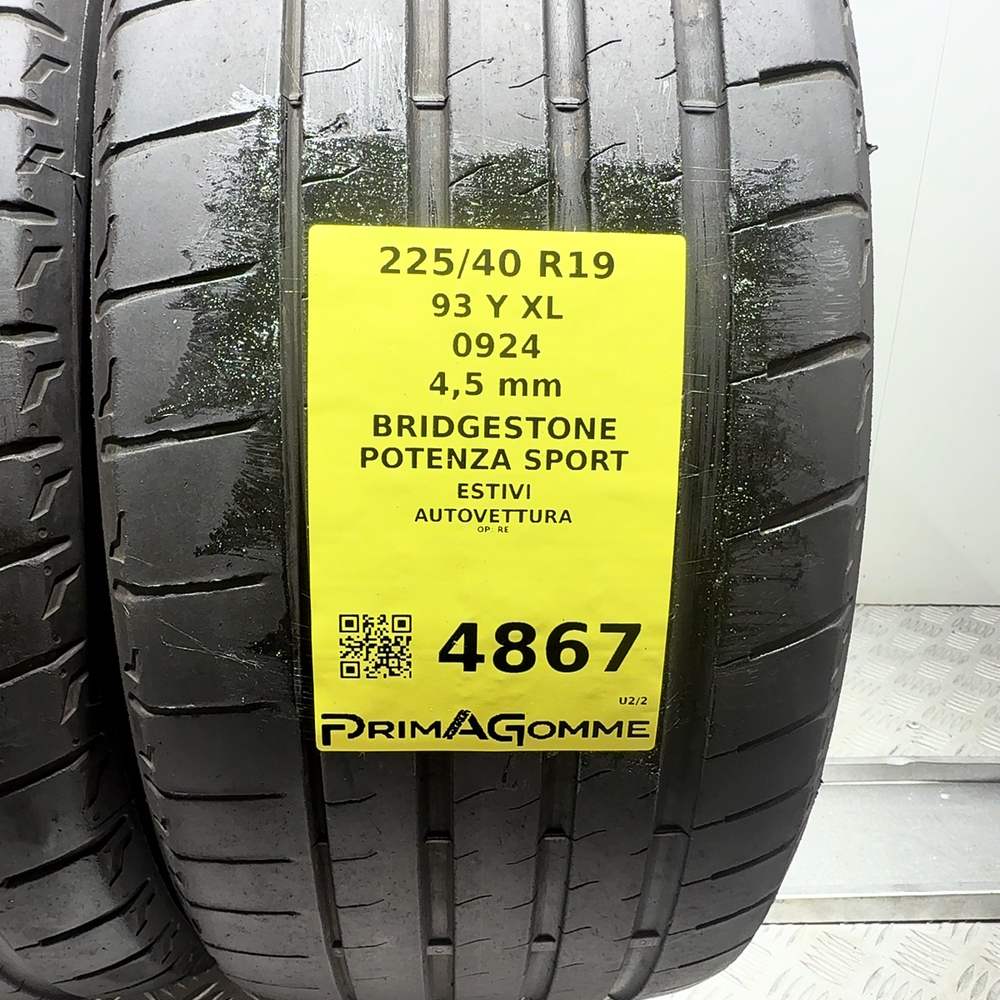 Gomme Usate 225 40 R19 93Y XL Bridgestone Potenza Sport Estive - immagine 3