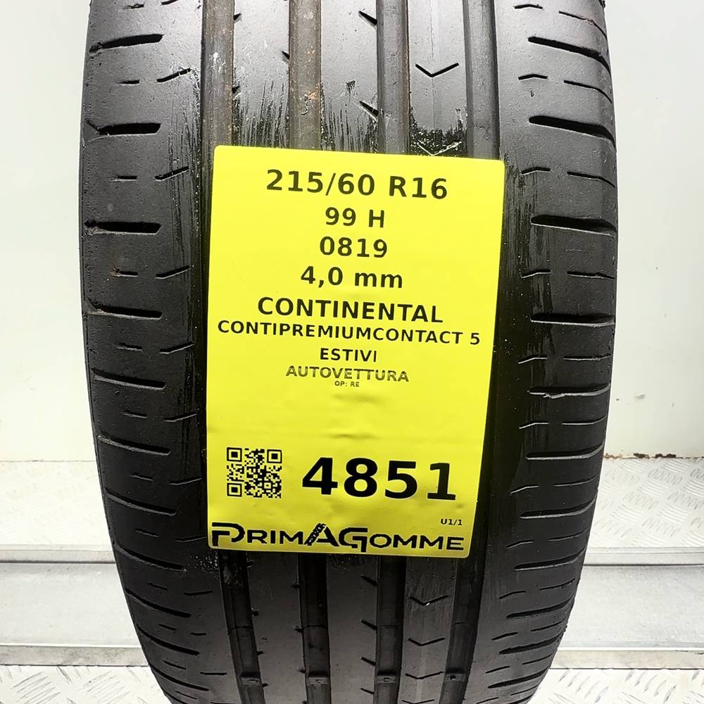 Gomma Usata 215 60 R16 99H Continental Contipremiumcontact 5 Estivo - immagine 3