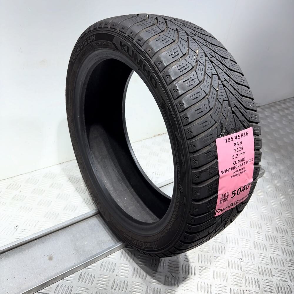 Gomma Usata 195 45 R16 84H Kumho Wintercraft WP52 74% Invernale - immagine 4