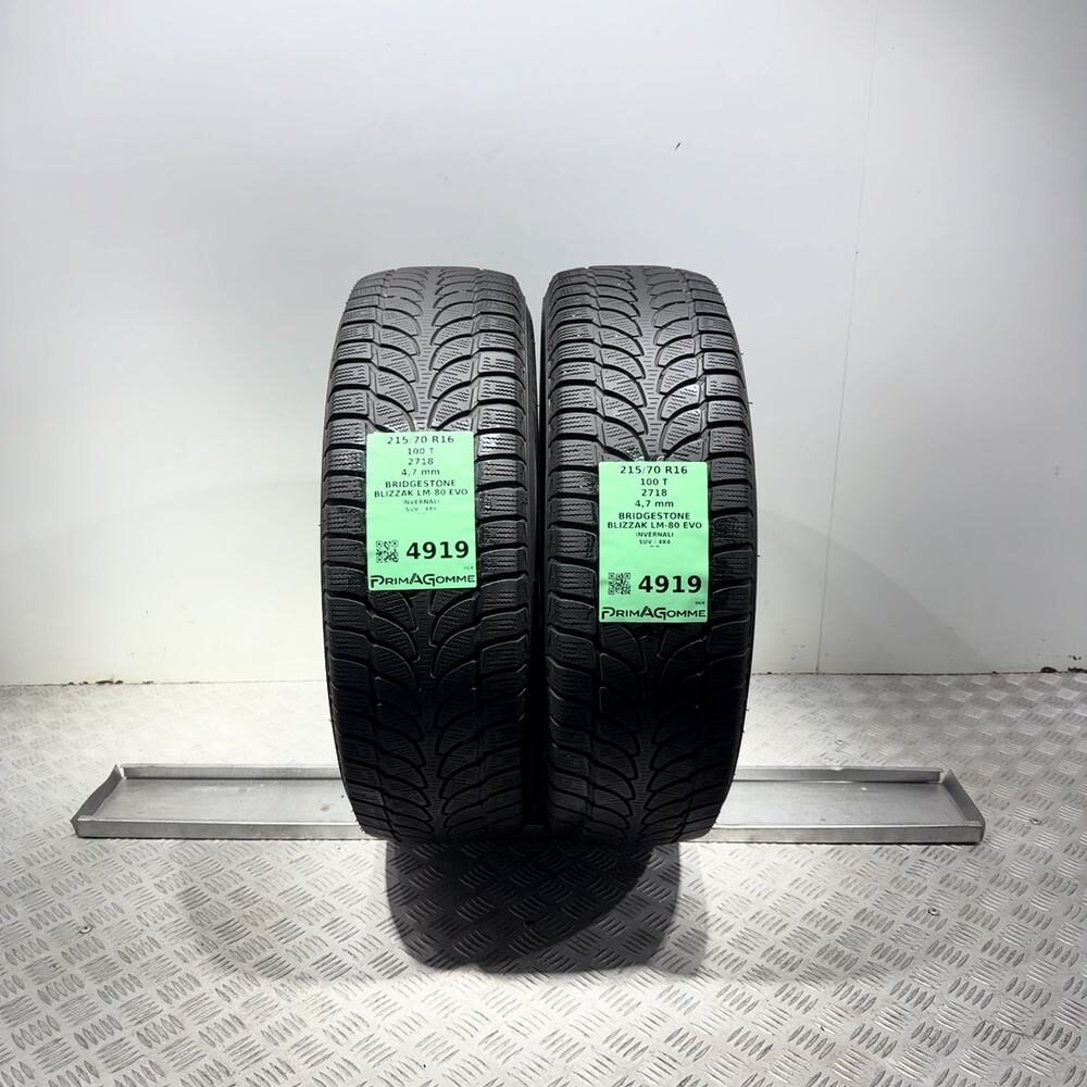 Gomme Usate 215 70 R16 100T Bridgestone Blizzak LM-80 Evo Invernali - immagine 4