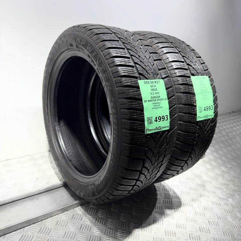 Gomme Usate 225 50 R17 94H Dunlop SP Winter Sport 4D RunFlat 73% Invernali - immagine 5